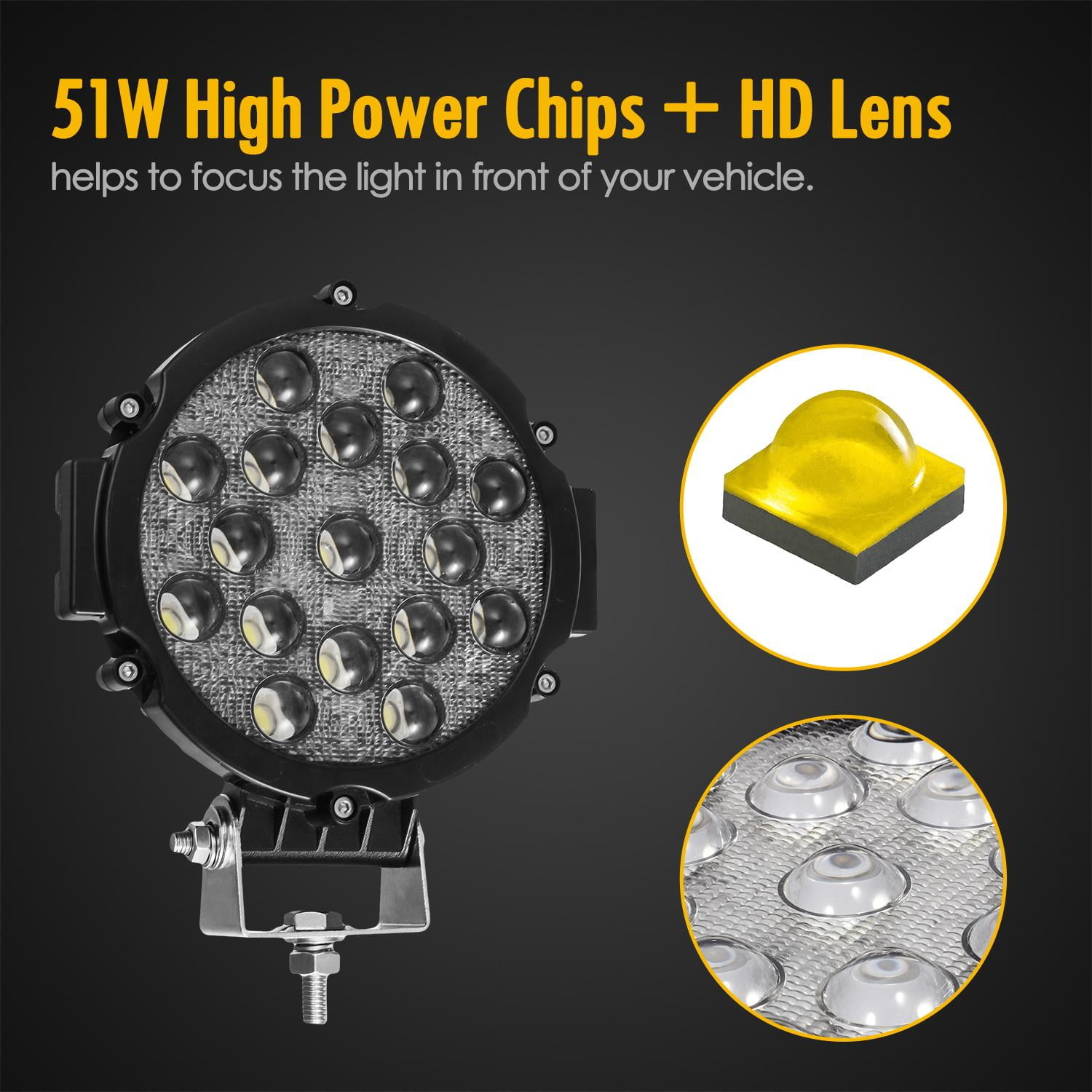 Partsam Pair 102W 10200LM Marine Spotlight Led Boat Lights Bar