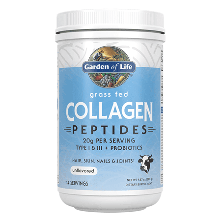 Garden of Life Grass Fed Collagen Peptides, Hair, Skin, Nails & Joints, Unflavored Powder, 20g Protein