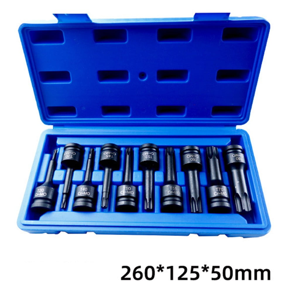 10Pcs 1/2 Inch Drive Impact Torx Star Bit Socket Sets T20-T80