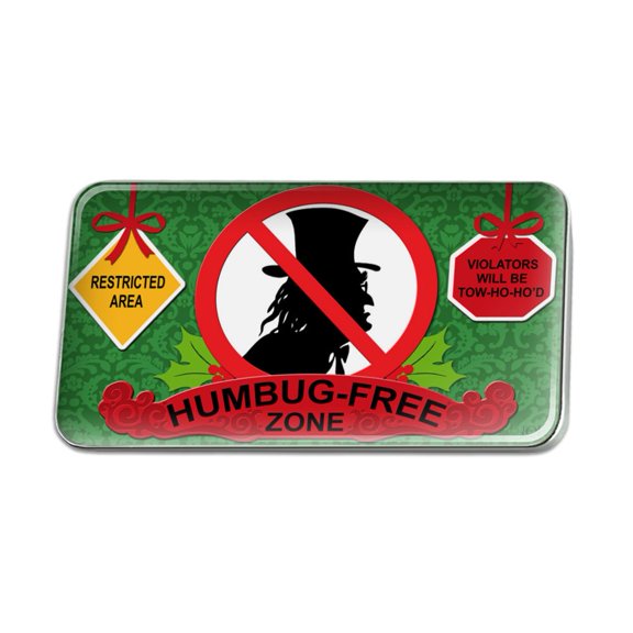 Christmas Holiday Humbug Free Zone Metal Rectangle Lapel Hat Pin Tie Tack Pinback