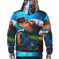 thumbnail image 7 of Rateoe Ice Blue Ocean Sea Turtle Pattern Mens Hoodie, Pullover Hooded Sweatshirt, Kangaroo Pocket Hoodie Ideal for Daily Wear, Travel and Home-3X-Large, 7 of 7
