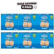 6 x - Rice Krispies Treats Crispy Marshmallow Squares, Kids Snacks, Snack Bars, Original, 31.2oz Box (40 Bars)