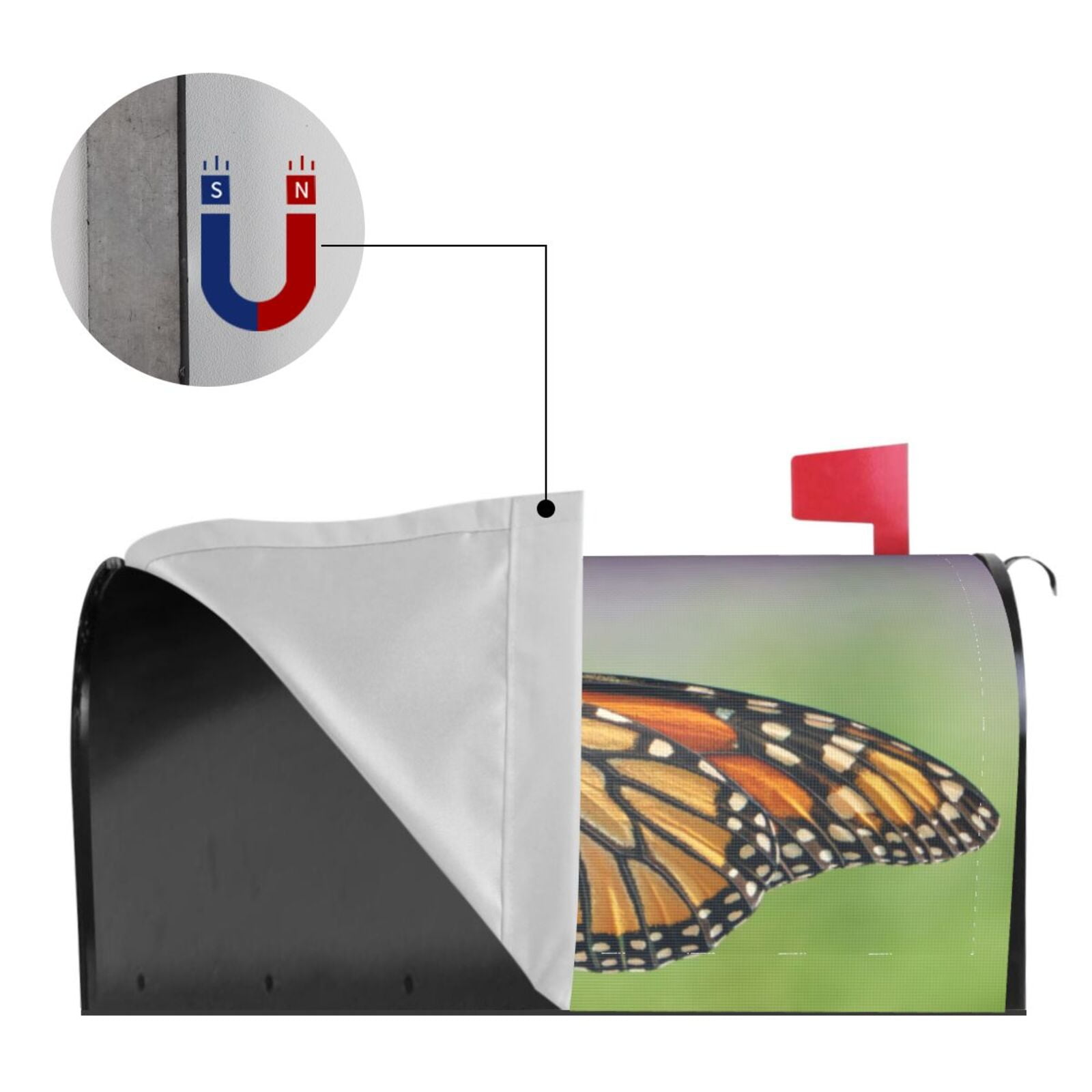 Logiee A monarch butterfly Print Post Letter Box Wrap Decor, Mailbox Cover Suitable for Standard Mailbox and Large Size Mailbox,Outdoor Yard Decoration-25.5x21 in