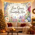 thumbnail image 3 of Love Grows Beautifully Here Within a Floral Garden, Romantic Watercolor for Flower Lovers, Botanical Wall Art, Anniversary Gift, Tapestry Wall Hanging for Bedroom and Studio, 3 of 7