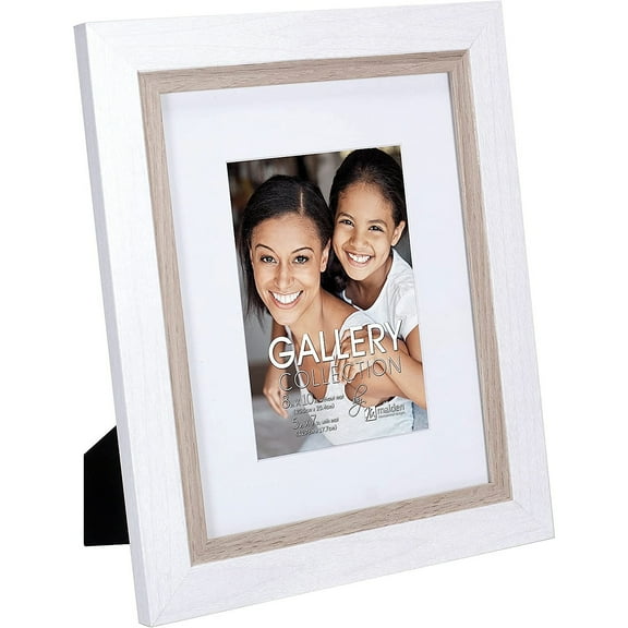 WHITE Beige Mat 8x10 5x7 two-tone frame - 5x7