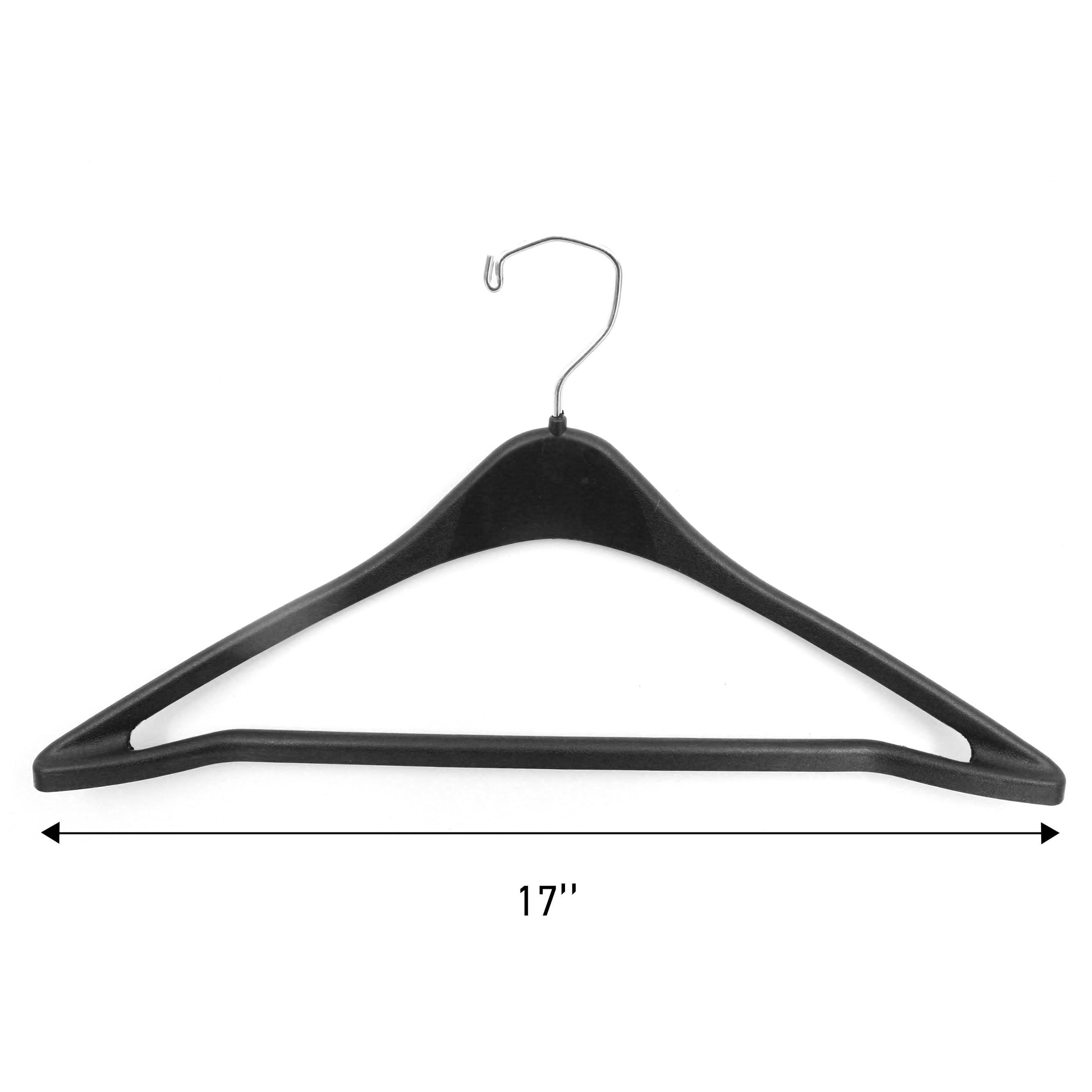 SSWBasics 17 inch Contoured Black Plastic Suit Hangers for Men and Women - Case of 100 - Durable Jacket  Coat  Suit Hangers - Retail  Thrift  Boutique  and Home Closet
