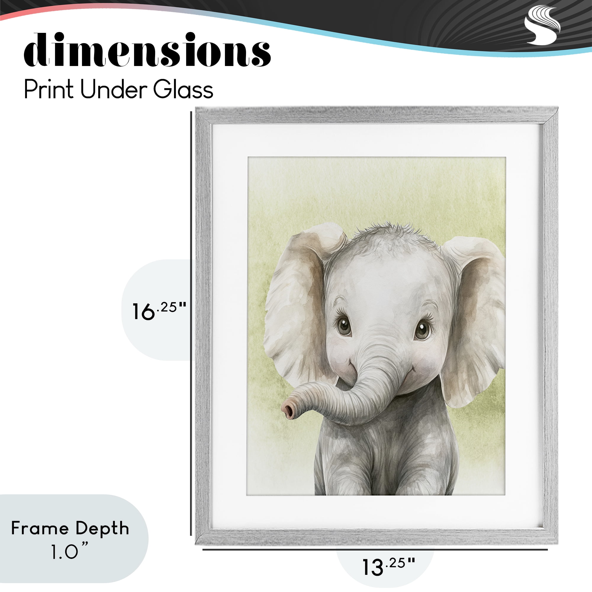 Stupell Industries Jungle Friends Baby Elephant Gray Framed Print Under Glass, design by Christine Simpson Art