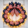 thumbnail image 5 of Patriotic Flag Wreath, Flag Inspired Red White Blue Wreath for Independence Day Memorial Day Decor, Outdoor Indoor Fourth of July Porch Wall Hanging Decoration, 5 of 7