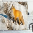 thumbnail image 1 of Ambesonne Fox Shower Curtain, Red Fox in Snowy Nature, 69"Wx84"L, Marigold Brown White, 1 of 3
