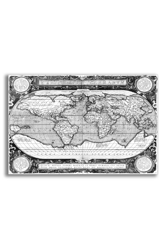 'Antique World Map' by  Vision Studio, Acrylic Glass Wall Art, 16"x12"