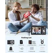 64MP Digital Camera, 4K Autofocus Compact Camera with LED Flash, 16X Zoom, IPS Screen, 256GB TF Card Support, Easy-to-Use for Kids, Teens & Adults(Black)