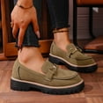 thumbnail image 4 of Rokment Womens Rhinestones Penny Loafers 2026 Spring Fall Fashion Casual Suede Sparkly Chunky Slip on Walking Oxfords Dress Shoes B Size 9, 4 of 7