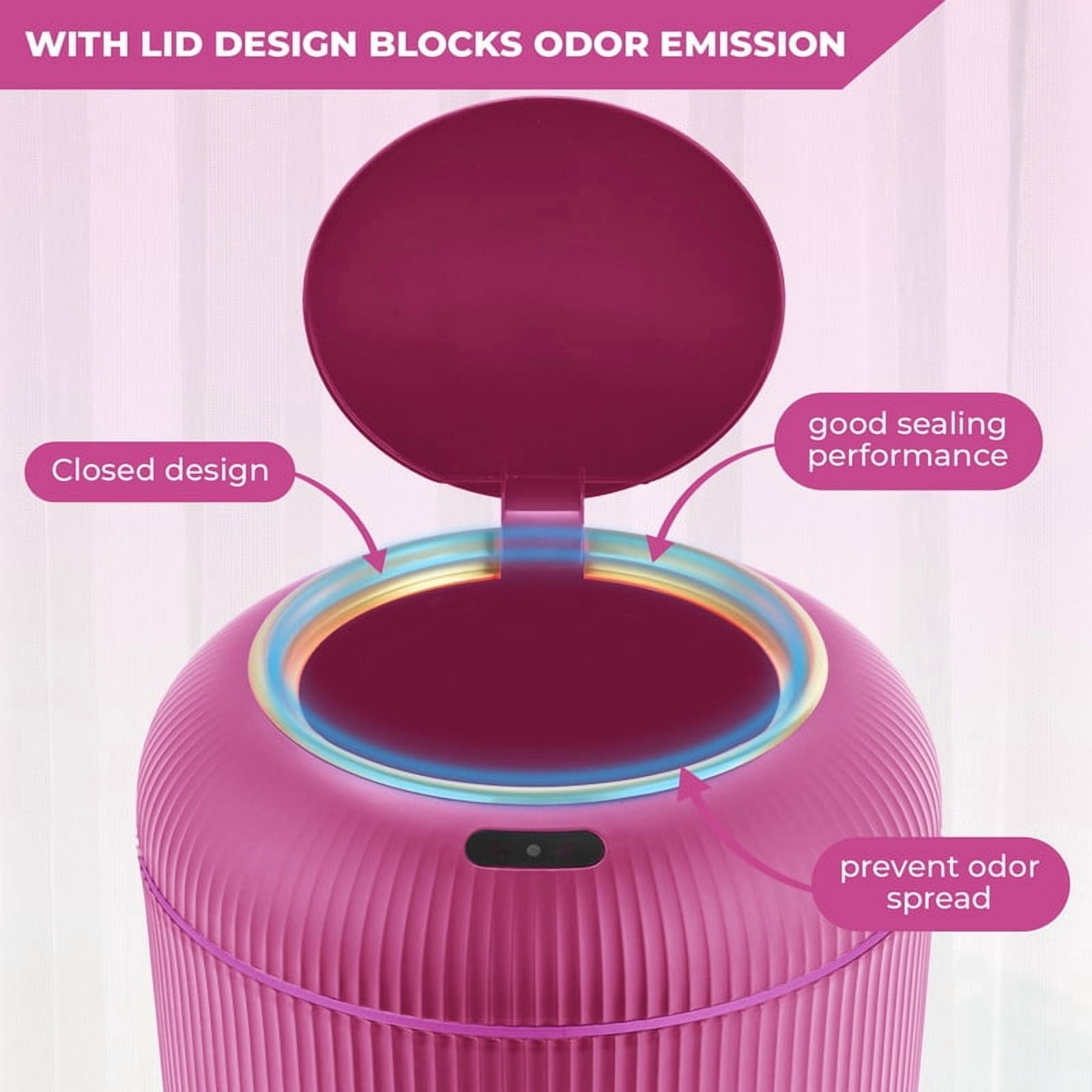 Touchless Automatic Trash Can 10L, Motion Sensor Smart Bin, Waterproof for Kitchen & Bathroom (Pink)