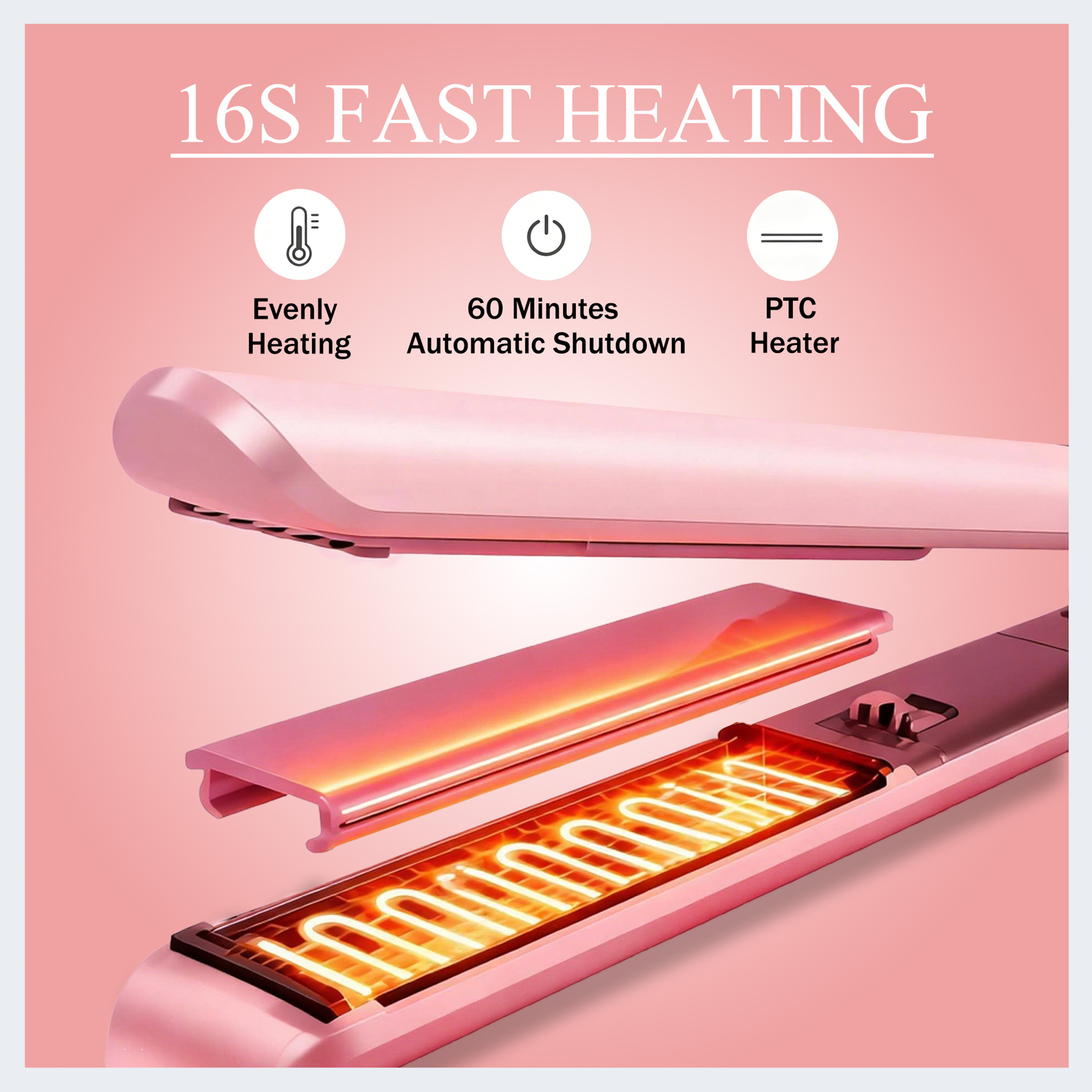 Owmsic 1" Ceramic Hair Straightener & Curler, Pink photo 3