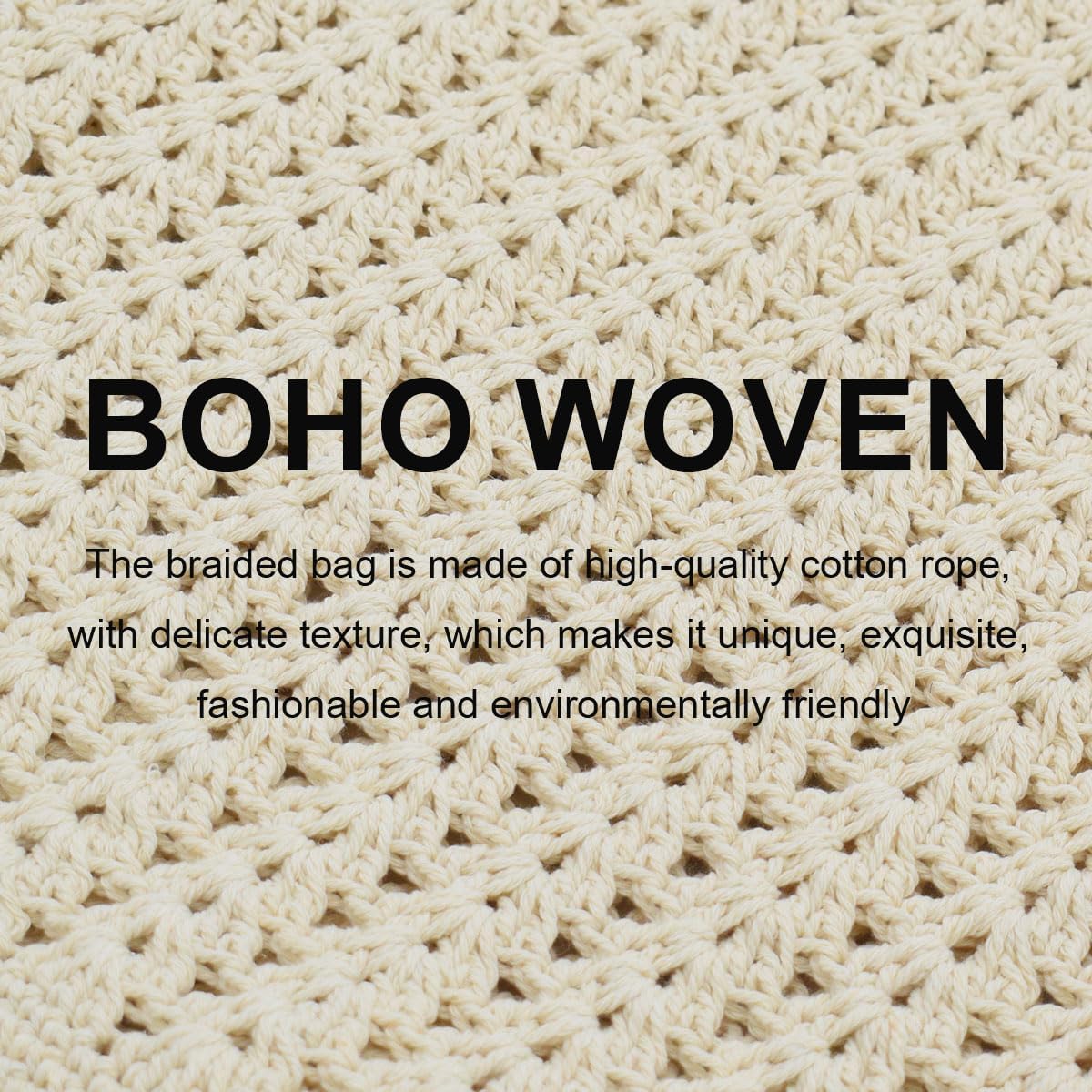 CAILDANL Boho Crochet Summer Handbag Handmade Cotton Rope Knit Shoulder Bags for Women Bohemia Tote for Travel