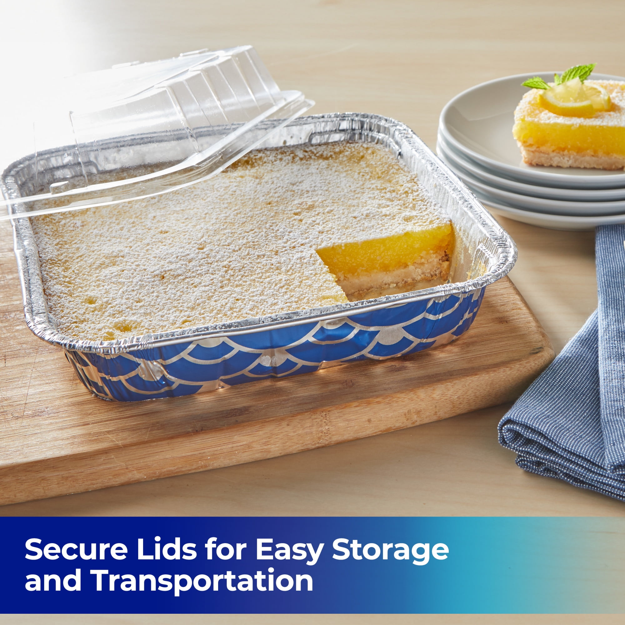 EZ Foil Square Disposable Aluminum Baking Cake Pans with Lids, x