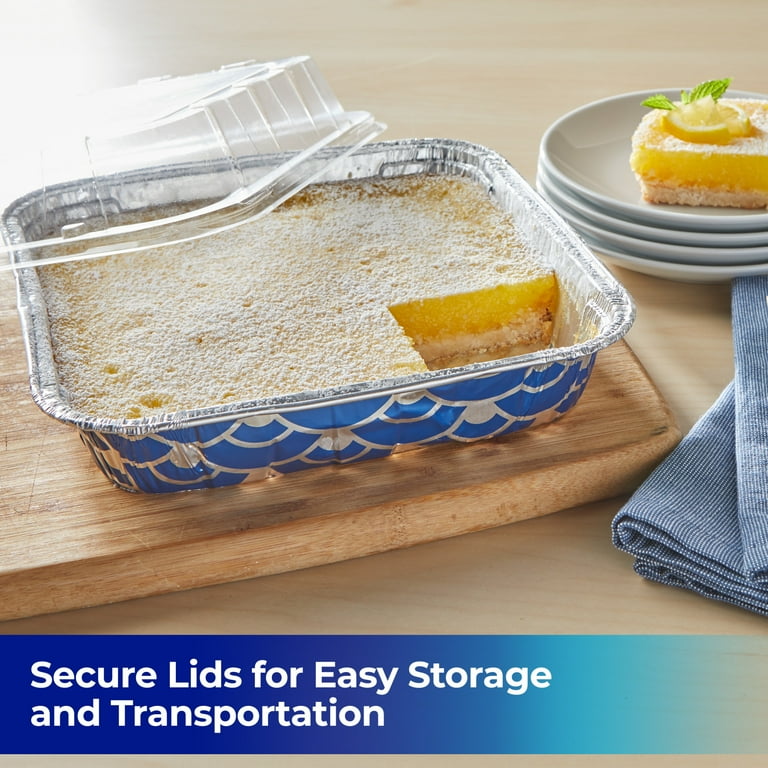 EZ Foil Square Disposable Aluminum Baking Cake Pans with Lids, x