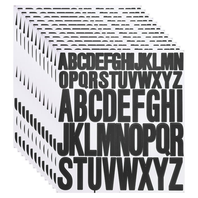 12 Sheet Vinyl Letter Sticker, 1 Inch, 2 Inch 624Pcs Stick Letters, Black