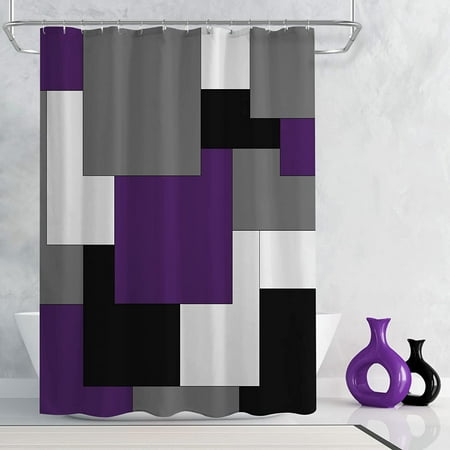 Netsengpurple Shower Curtain Mid Century Modern Bathroom Decor Accessories Purple Black Grey White Abstract Geometric Waterproof Fabric Set With Hooks 72 X Canada Netsengpurple Shower Curtain Mid, Purple And Gray Shower Curtain Sets