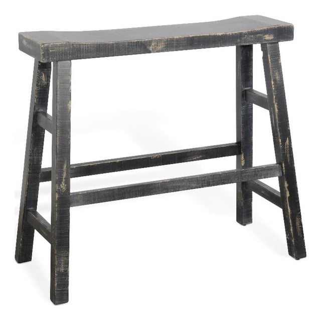 Pemberly Row 30" Farmhouse Mahogany Wood Bench in Black Sand