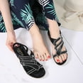 thumbnail image 5 of NOKIO Women'S Slide Slippers Women Slip On Wedges Sandals Casual Bling Rhinestone Strap Sandals Open Toe Slide Sandals Beach Shoes Strappy Rhinestone Open Toe Flat Sandals, 5 of 7