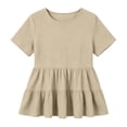 thumbnail image 6 of Ashirexll Summer Tops for Women Solid Color Spring Summer Fashion Casual Flared Short Sleeve Round Neck Top for Everyday, 6 of 6