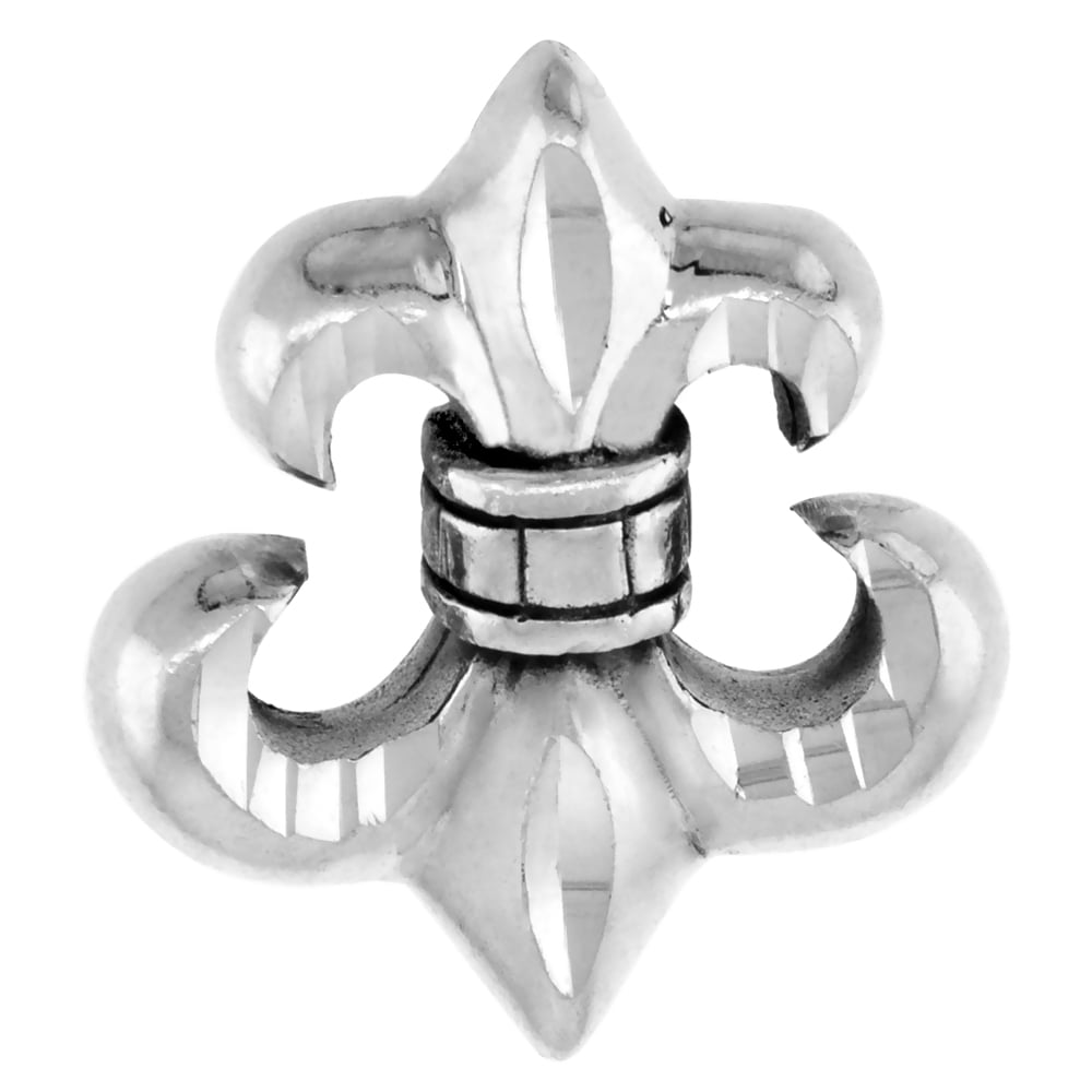 Large 1 1/16 inch Sterling Silver UpsideDown Fleur De Lis Pendant