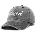 thumbnail image 3 of DALIX Blessed Women's Baseball Cap Soft Cotton Hat Denim Black, 3 of 6