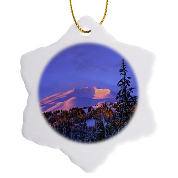 3drose, Oregon, Mt Bachelor, Cascades Range - Us38 Rer0245 - Ric Ergenbright, 3 inch Snowflake Porcelain Ornament