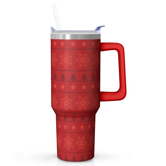 Christmas Presents 40oz Holiday Tumbler with Handle and Straw, Winter Festive Stainless Steel Coffee Cup, Insulated Mug, Gifts for Women