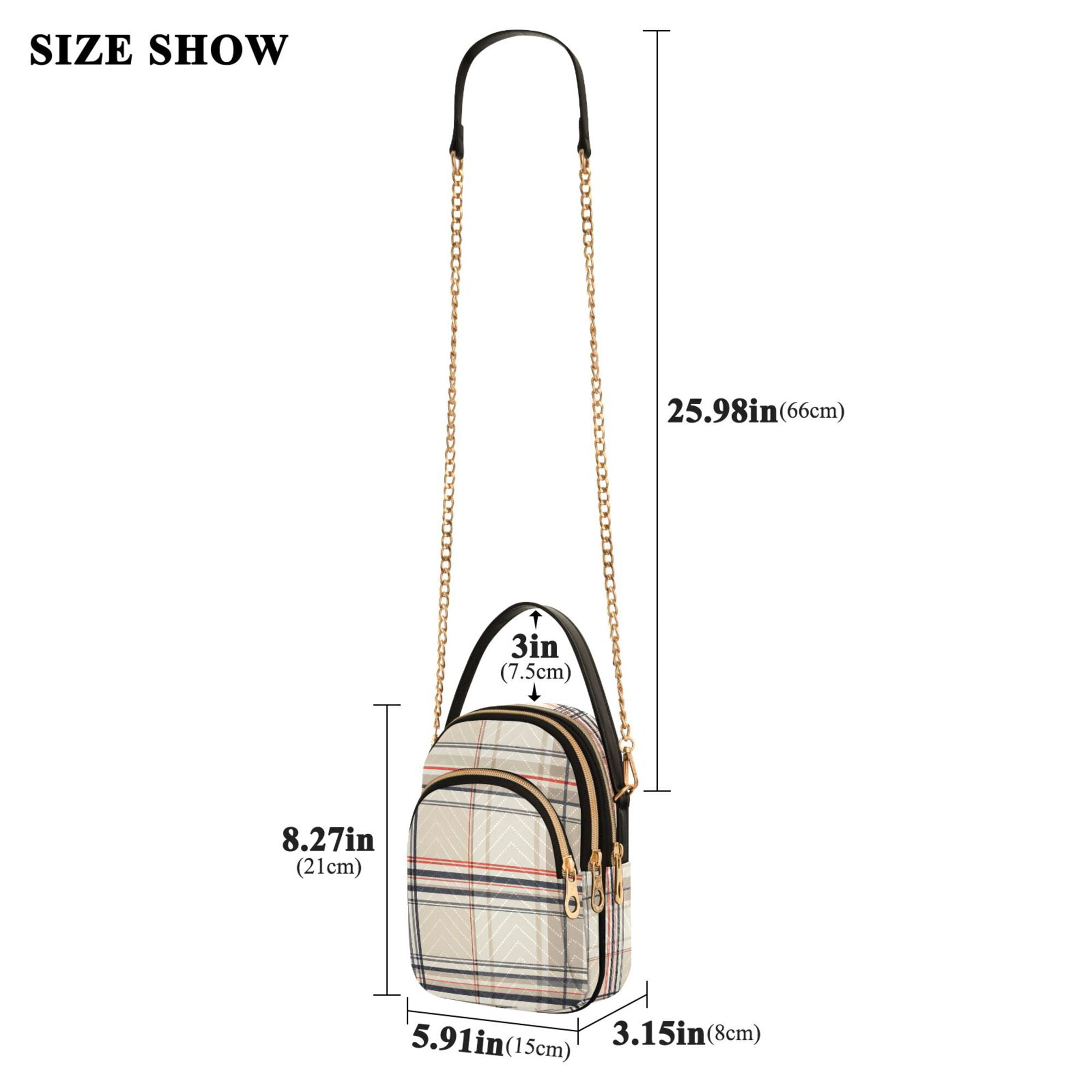 FORMRS Crossbody Bag for Women Quilted Travel Shoulder Cell Phone Purse with Chain Strap Handbag, Beige Plaid Pattern