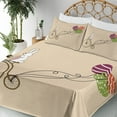 thumbnail image 4 of Ambesonne Easter Fitted & Top Sheet Set with Shams, Bunny on Bike Egg Balloons, Beige and Purple, 4 of 7