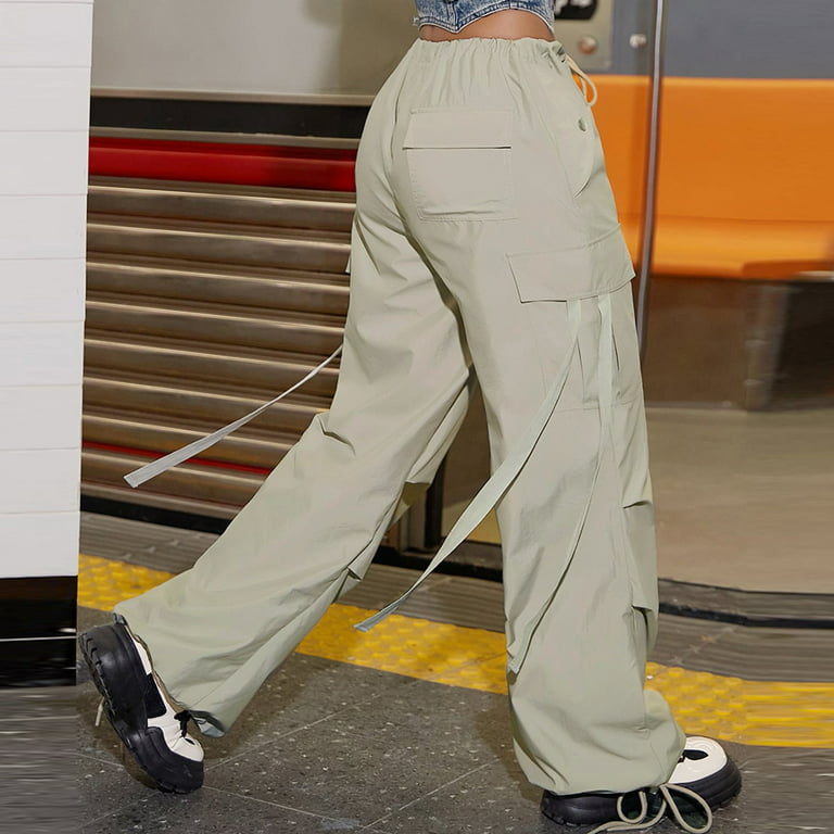 Wozhidaoke Cargo Pants Women Casual High Waisted Wide Leg Casual Denim  Trousers Multi Pocket Denim Overalls Womens Trousers Slacks for Women, Black  +XL 