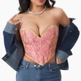 thumbnail image 3 of Women's Vintage Corset Sweetheart Neck Strapless Bustier Back Lace-Up Retro Boning Support Shapewear S, 3 of 4