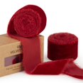 thumbnail image 1 of Cinta decorativa de terciopelo rojo con flecos hechos a mano de 3 m, 1 of 7