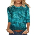 thumbnail image 2 of VBVC Women's 3/4 Sleeve Vintage Floral Tops,Ladies Lightweight Pullover,Workout T-Shirts for Women,Multicolor,Size XXL, 2 of 6