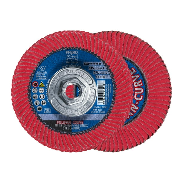 Disco de solapa PFERD POLIFAN® -Curvo radial tipo 60, grano 115 mm