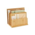 thumbnail image 1 of Bamboo Wooden Mail Holder, File Sorter For Letter And Folder Document Storage, Envelope Organizer With 5 Slots For Office Desk, Countertop, Home Organ, 1 of 5