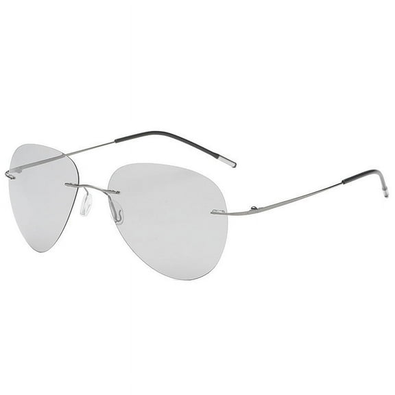 Mens Polarized Sunglasses, Frameless Alloy Driving Sunglasses with Anti-UVA/UVB Resin Lenses, Fashion Trend