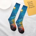 thumbnail image 4 of Daiia Sports Socks Abstract Night Sky Tree Printed Novelty Crew Socks for Men Women Knee High Socks Cotton Socks Soft & Breathable Support Unisex Socks, 4 of 9