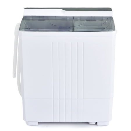 Spaco Twin Tub Portable Washing Machine with Timer Control and Drain Pump for Apartment-Gray, Washer Spinner Portable Washing Machine