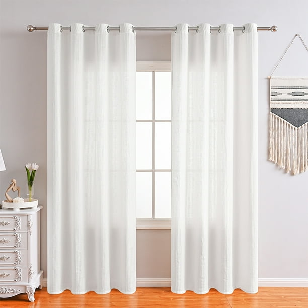 Skearow Single Curtain Panel Solid Color Sheer Window Curtain Grommet