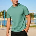 thumbnail image 3 of Hooded T Shirts for Men Summer Solid Casual Crew Neck Short Sleeve Mens T-Shirts Sports Top, 3 of 9