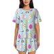 thumbnail image 1 of Fotbe Happy Easter Conjunto de Pijama Estampado para Mujer, 2 Piezas, Ropa de Dormir con Camiseta de Manga Corta y Shorts Suaves-Large, 1 of 6