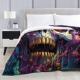 thumbnail image 2 of Blanket,Psychedelic Color Painting Skull,Lightweight Cozy Plush, 2 of 8