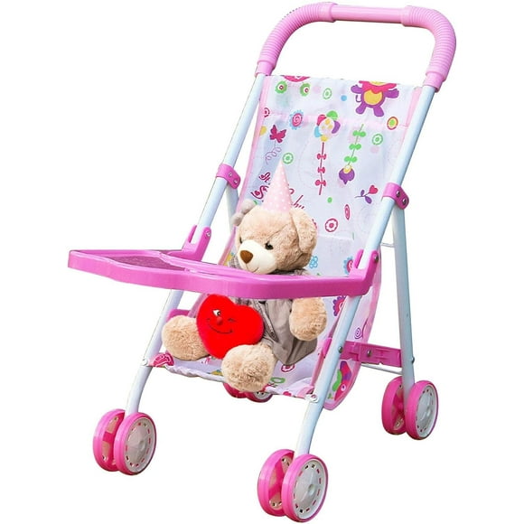 LAICAIW Baby Doll Stroller, Foldable Doll Stroller, Baby Doll Carriage, Realistic Convertible Doll Pram, Toy Baby Stroller, Creative Baby Doll Stroller Play Set for Toddler and Girls, Nuturing and R