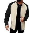 thumbnail image 2 of Dwelliawo Men's Zip Up Sport Jacket Color Block Stand Collar Athletic Outerwear Lightweight Quick Dry Honeycomb Knit For Running Gym Training Casual Daily Activities Khaki 2xL, 2 of 6