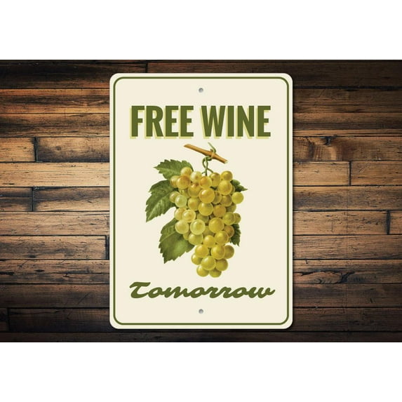 Free Wine Novelty Sign, Metal Wall Decor - 10x14 inches