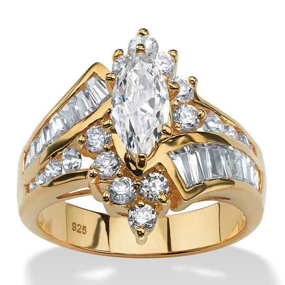 3.20 TCW Marquise-Cut Cubic Zirconia Ring in Gold-Plated Sterling Silver