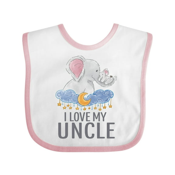 Inktastic I Love My Uncle Cute Elephants in Night Sky Boys or Girls Baby Bib